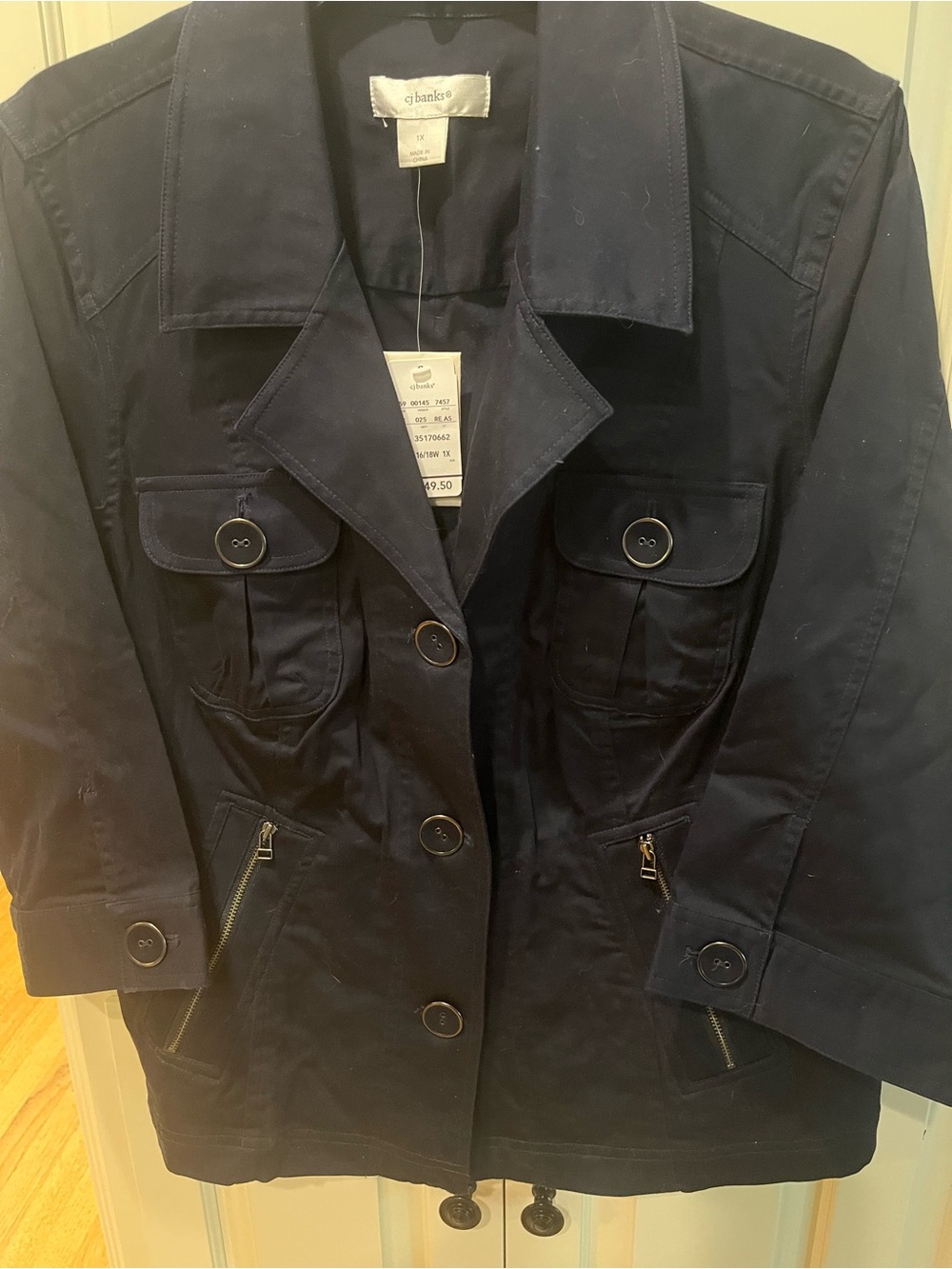 CJ Banks Navy Utility Jacket with Zip Pockets